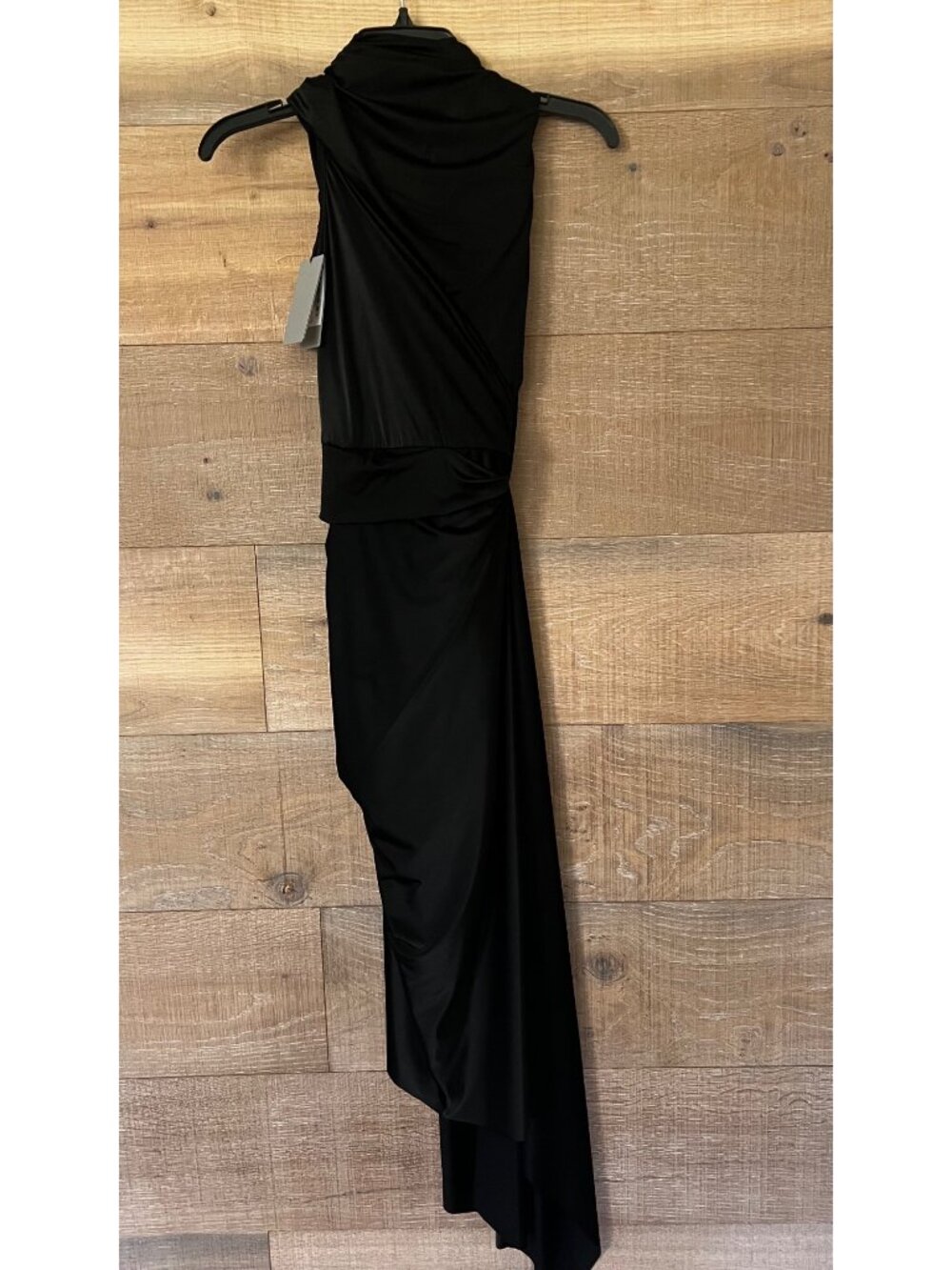NWT Balenciaga stretch fabric long asymmetrical black dress size FR 38/ US 4-6 - Picture 6 of 12